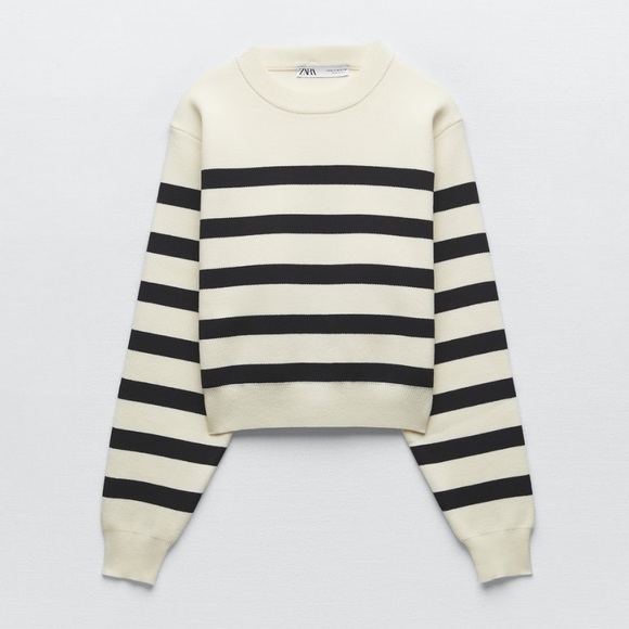 NWT Zara striped crop knit sweater - Picture 6 of 7